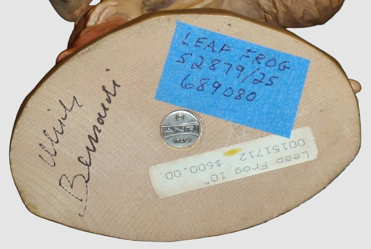"Leap Frog" Anri Woodcarving #689-080 Signed Ulrich Bernardi (9")