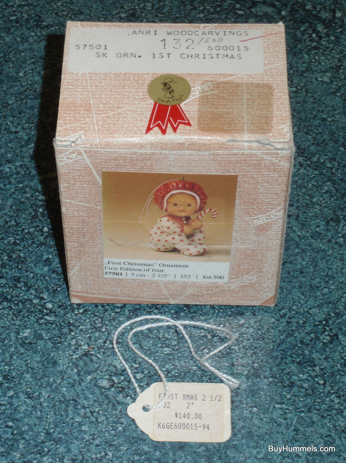 SIGNED "First Christmas" Anri Sarah Kay Wood Carved Christmas Ornament #600015 With Original Box - Rare Christmas Gift From Italy!