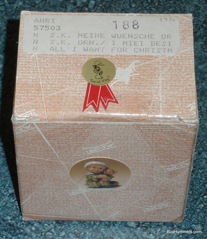 "All I Want For Christmas" Anri Sarah Kay Wood Carved Christmas Ornament #57503 SIGNED WIth Original Box!