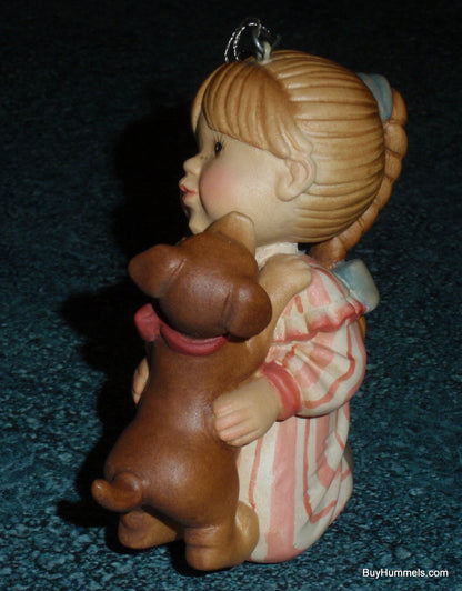 "Christmas Puppy" Anri Sarah Kay Wood Carved Christmas Ornament Figurine With Original Box!