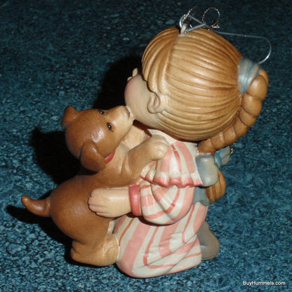 "Christmas Puppy" Anri Sarah Kay Wood Carved Christmas Ornament Figurine With Original Box!