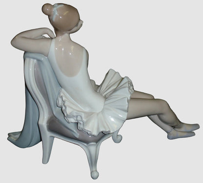 "Classic Dance" Lladro Porcelain Figurine #4847 - Seated Ballerina (12.5")