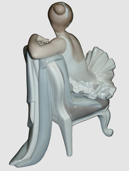 "Classic Dance" Lladro Porcelain Figurine #4847 - Seated Ballerina (12.5")