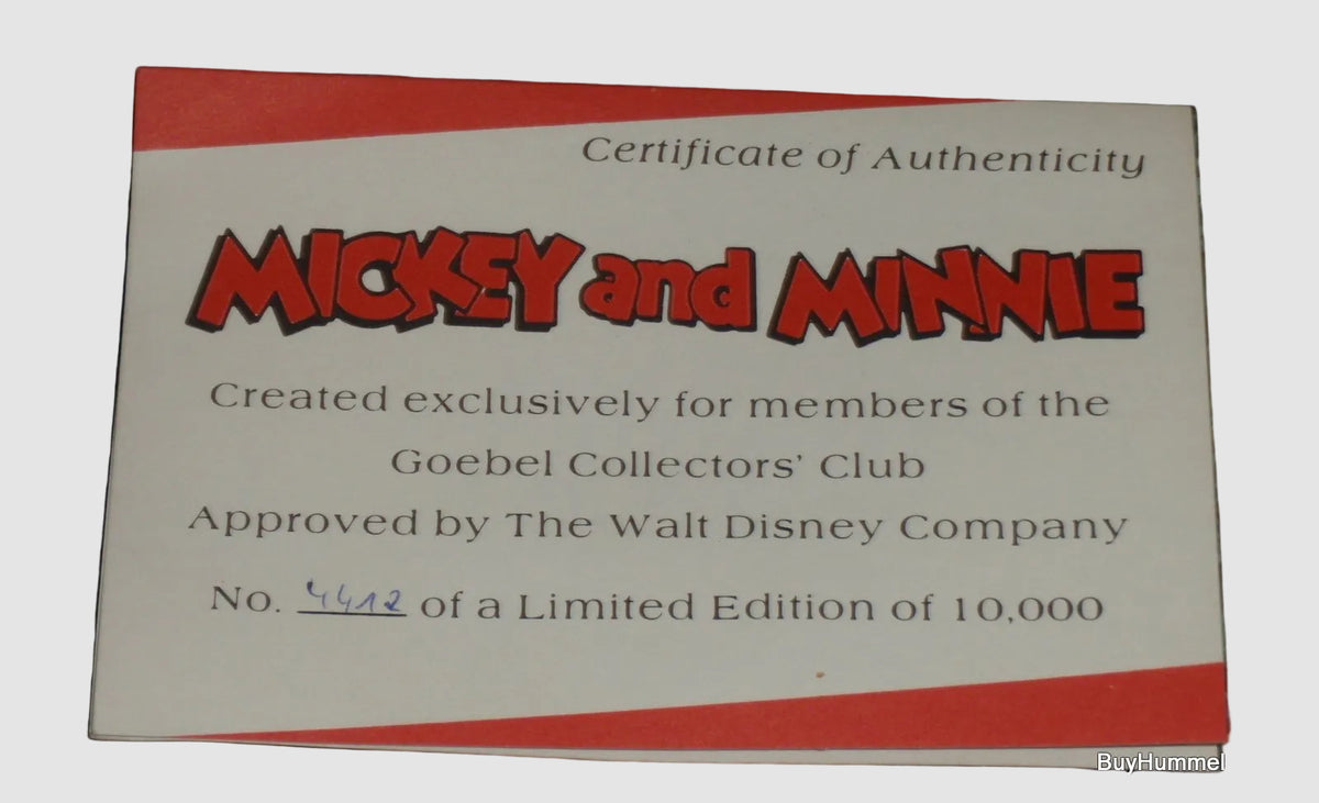 Goebel Disney Collectors Club "Mickey & Minnie Mouse" Figurines - Limited Edition Pair
