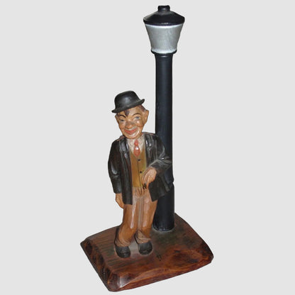 "Barware Set" Anri Woodcarving Man With Street Lamp Corkscrew & Bottle Opener (10.25")