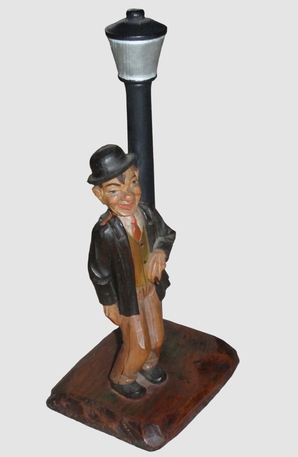 "Barware Set" Anri Woodcarving Man With Street Lamp Corkscrew & Bottle Opener (10.25")