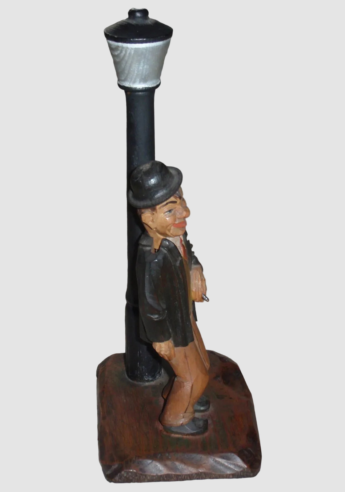 "Barware Set" Anri Woodcarving Man With Street Lamp Corkscrew & Bottle Opener (10.25")