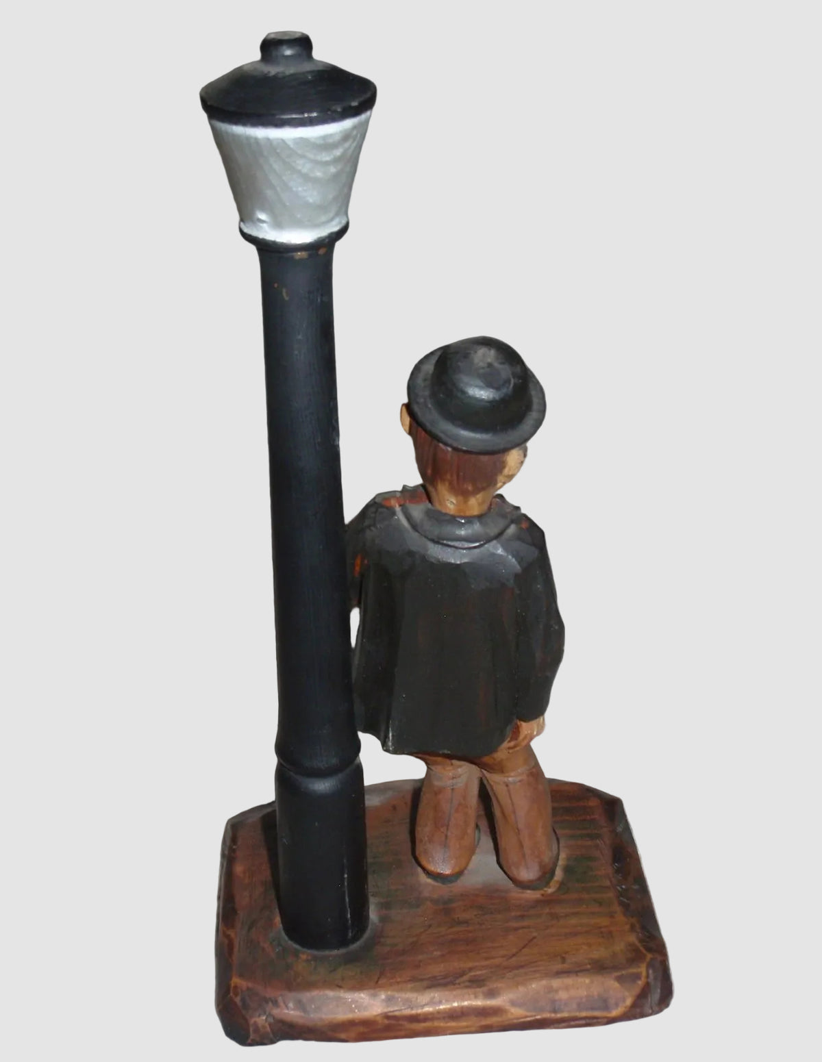 "Barware Set" Anri Woodcarving Man With Street Lamp Corkscrew & Bottle Opener (10.25")