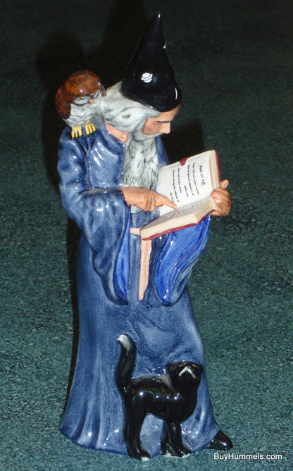 **ULTRA RARE** Royal Doulton The Wizard Figurine HN2877 With Owl Cat Spell Book - Halloween Gift!