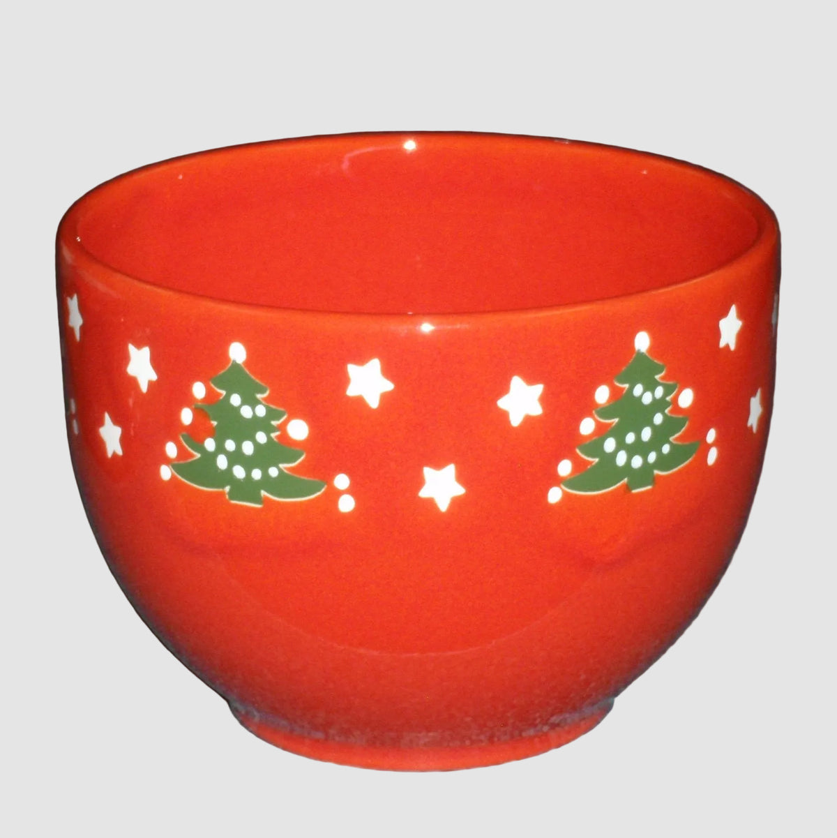 Waechtersbach Germany Christmas Tree Nut Bowl Red Green White Stars Holiday Servingware Vintage Ceramic Glossy Glaze