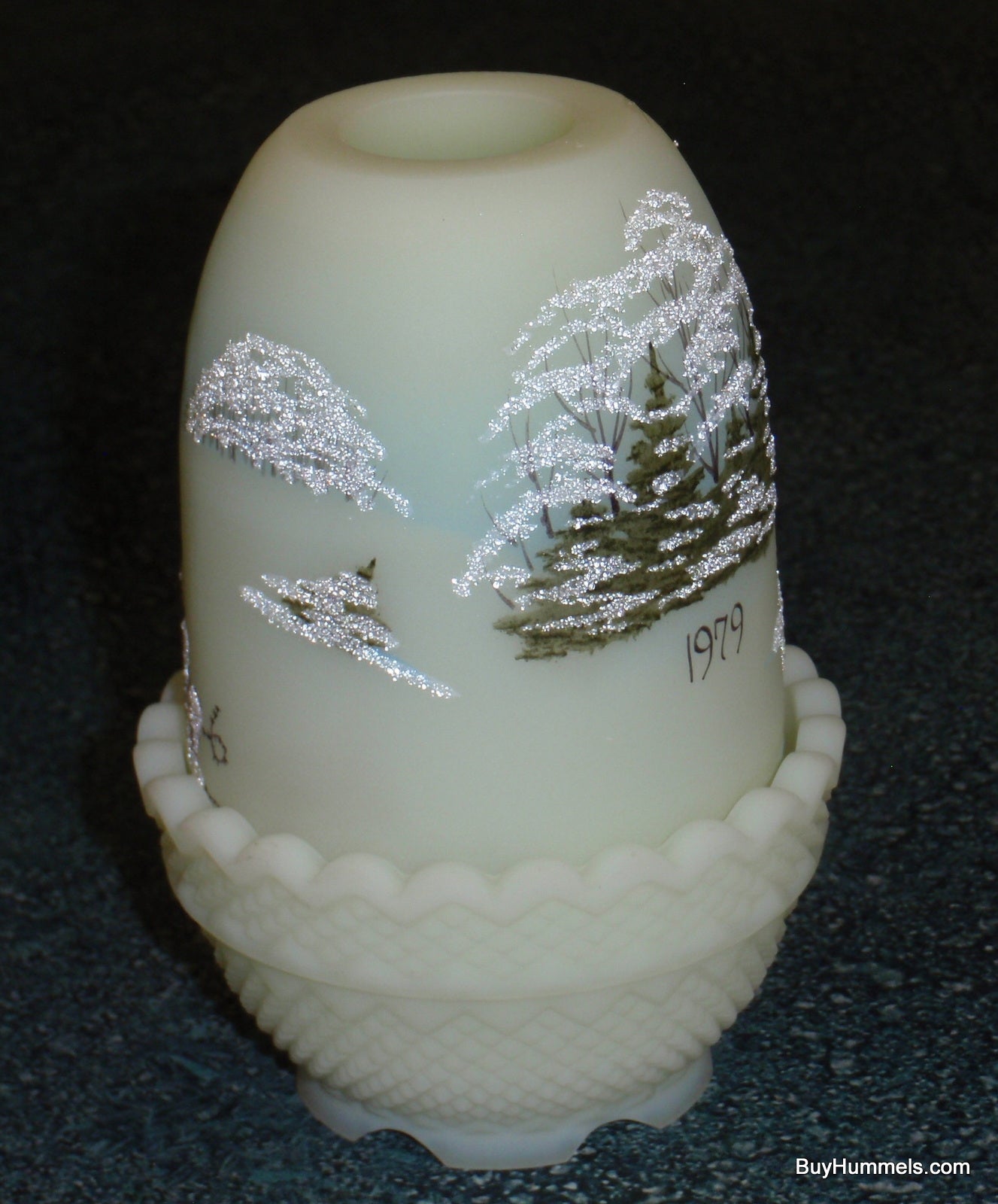 Fenton Fairy Lamp Signed Dane Fredrick Winter Snow Deer 1979 CHRISTMAS CLASSICS!