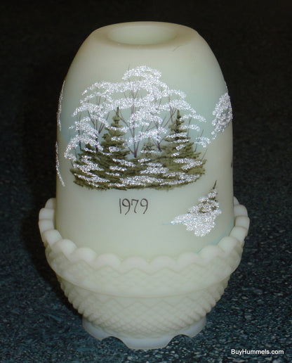 Fenton Fairy Lamp Signed Dane Fredrick Winter Snow Deer 1979 CHRISTMAS CLASSICS!