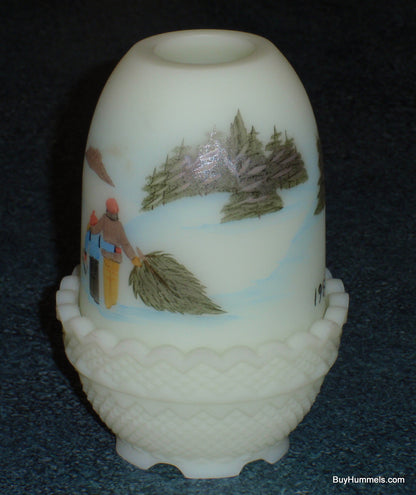 Fenton Art Glass Fairy Lamp Light Votive 1982 Hand Painted Christmas Gift With Box!