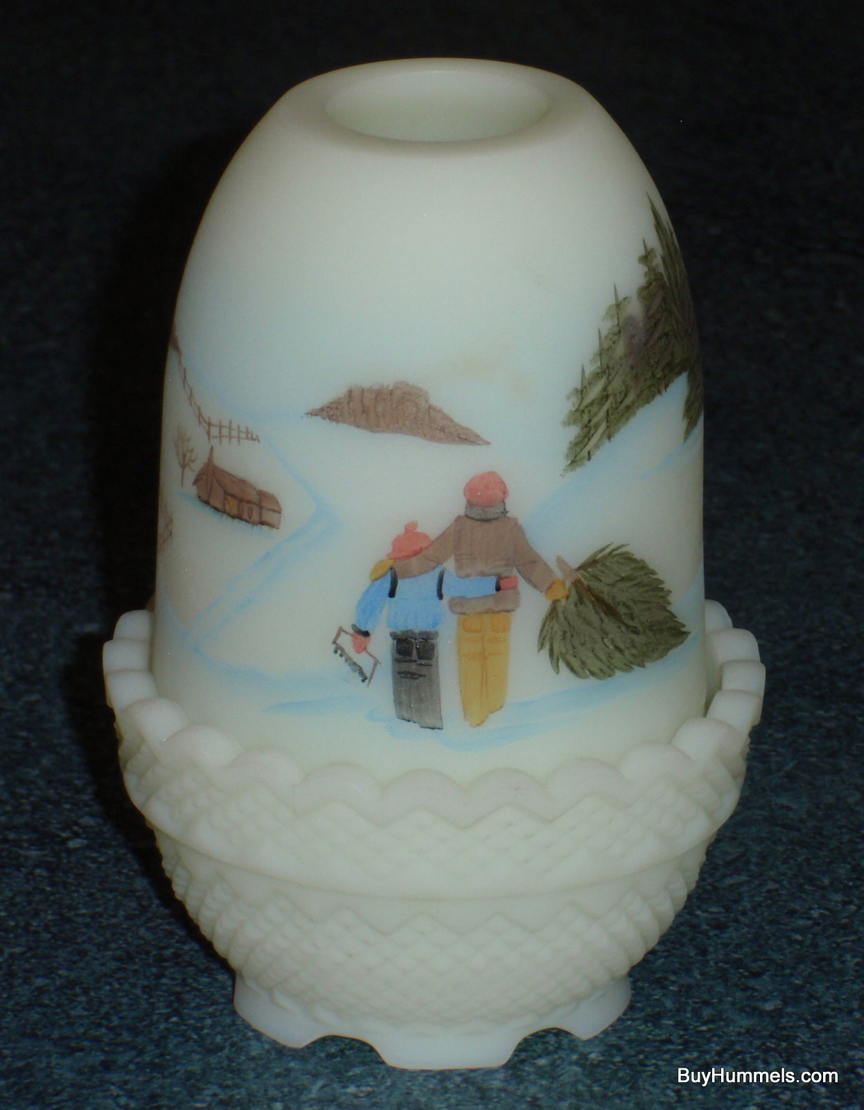 Fenton Art Glass Fairy Lamp Light Votive 1982 Hand Painted Christmas Gift With Box!