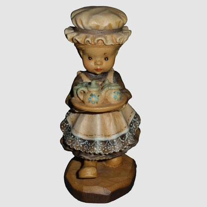 "Afternoon Tea" Anri Sarah Kay Wood Carving Figurine #653040 (4" LE)