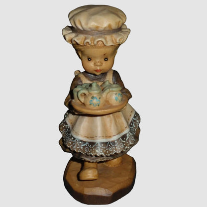 "Afternoon Tea" Anri Sarah Kay Wood Carving Figurine #653040 (4" LE)