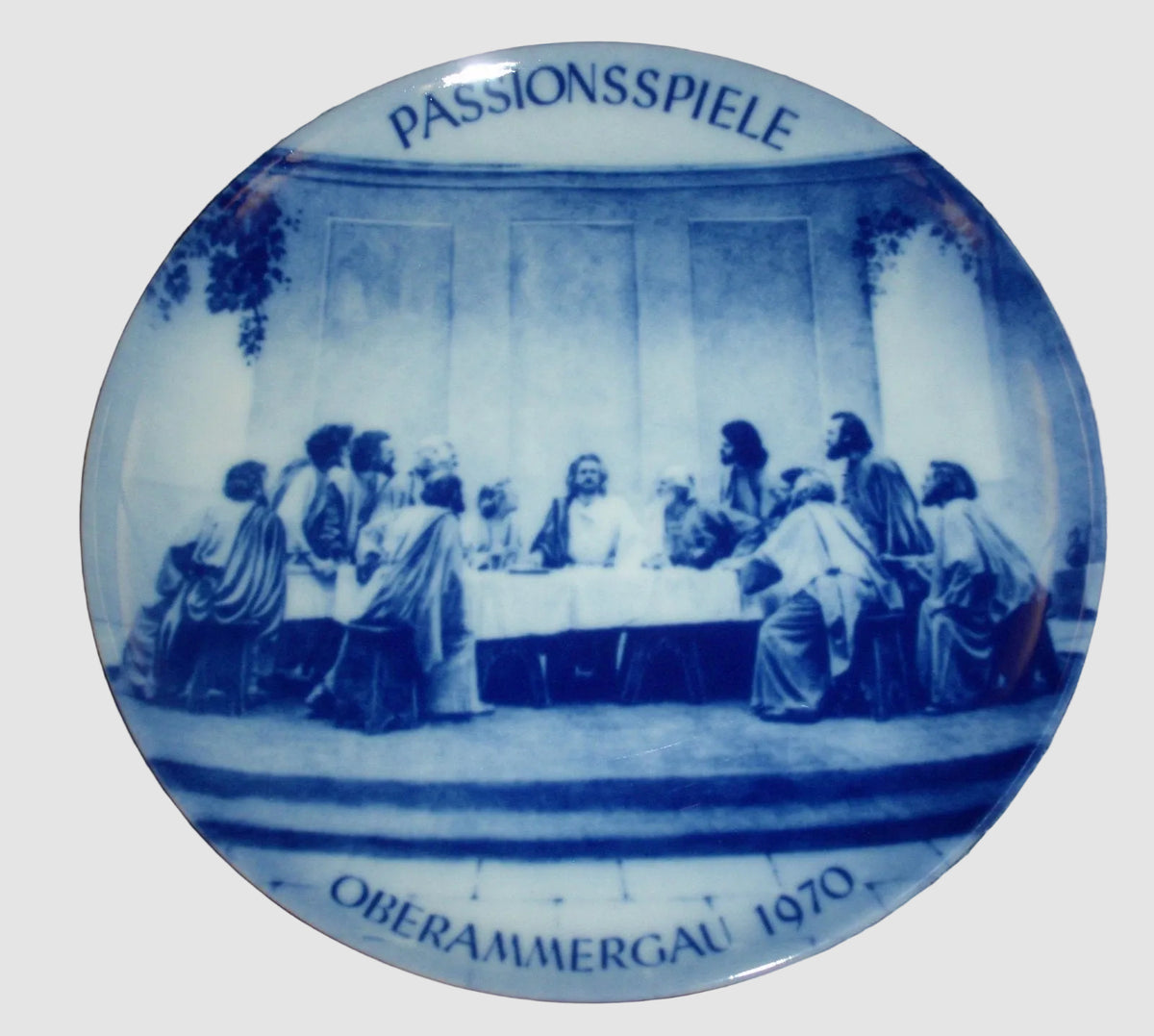 Kaiser Oberammergau Passion Play 1970 Passionsspiele The Last Supper Flow Blue White Commemorative Plate First Issue Vintage Germany Porcelain