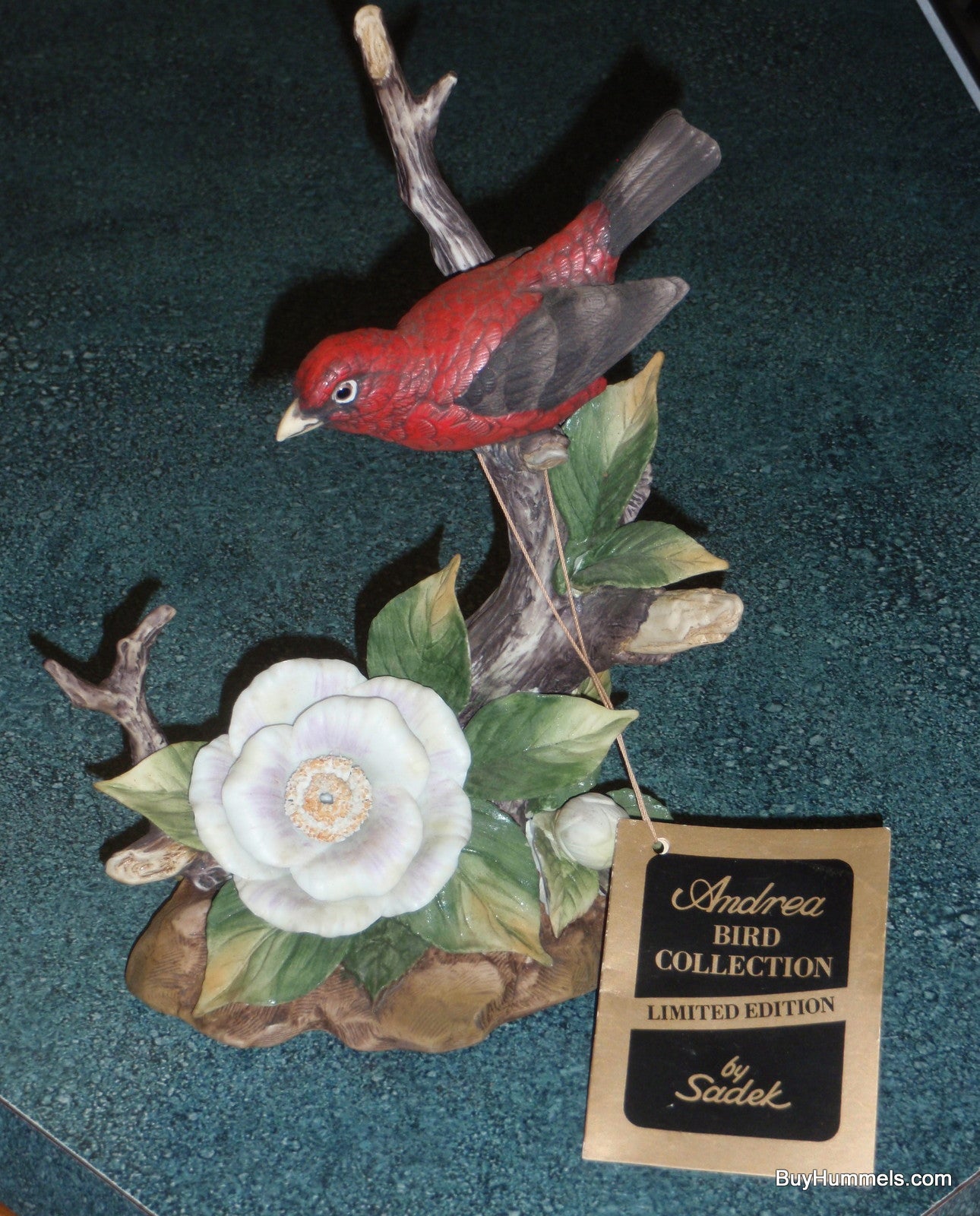 10" LIMITED EDITION Andrea by Sadek Scarlet Tanager Bird Figurine Japan #1992 - GIFT!