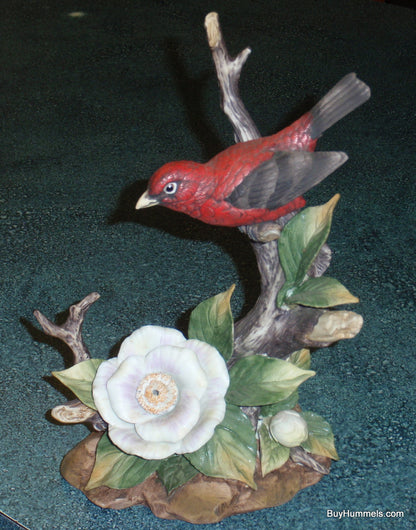 10" LIMITED EDITION Andrea by Sadek Scarlet Tanager Bird Figurine Japan #1992 - GIFT!