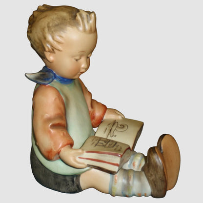 Goebel Hummel Bookworm Boy Bookend Figurine 14 A Little Bookworm TMK2 Full Bee 1950s Reading Vintage Germany Porcelain Matte Finish