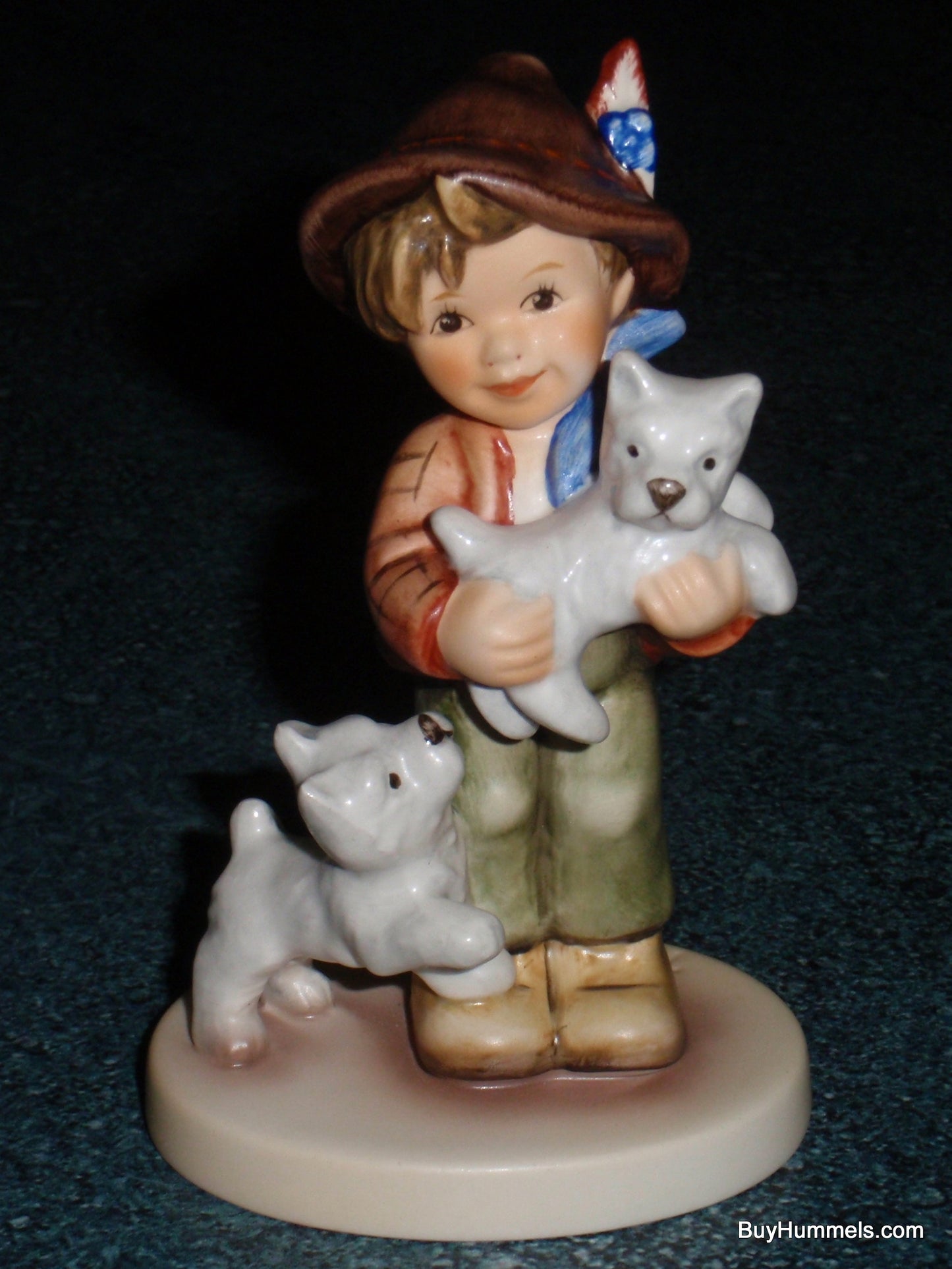Goebel Hummel Figurine "Frisky Friends" #2008 Boy with Puppies