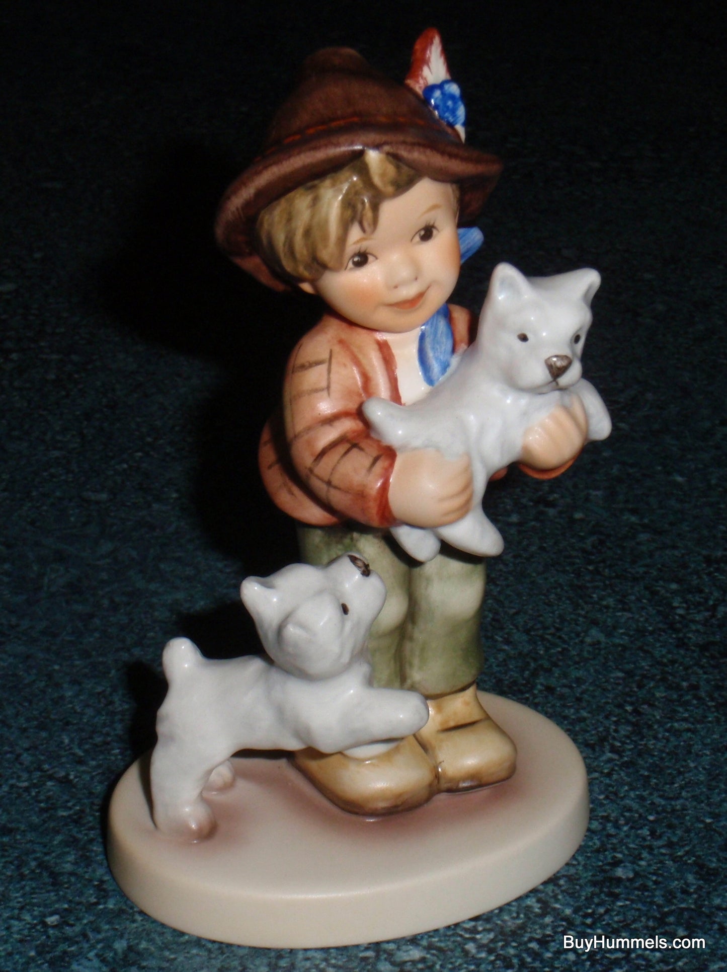Goebel Hummel Figurine "Frisky Friends" #2008 Boy with Puppies