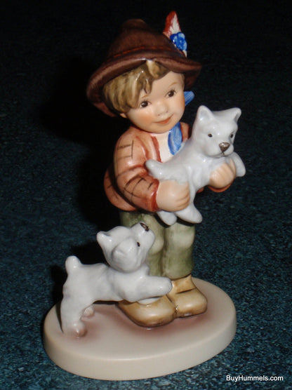 Goebel Hummel Figurine "Frisky Friends" #2008 Boy with Puppies