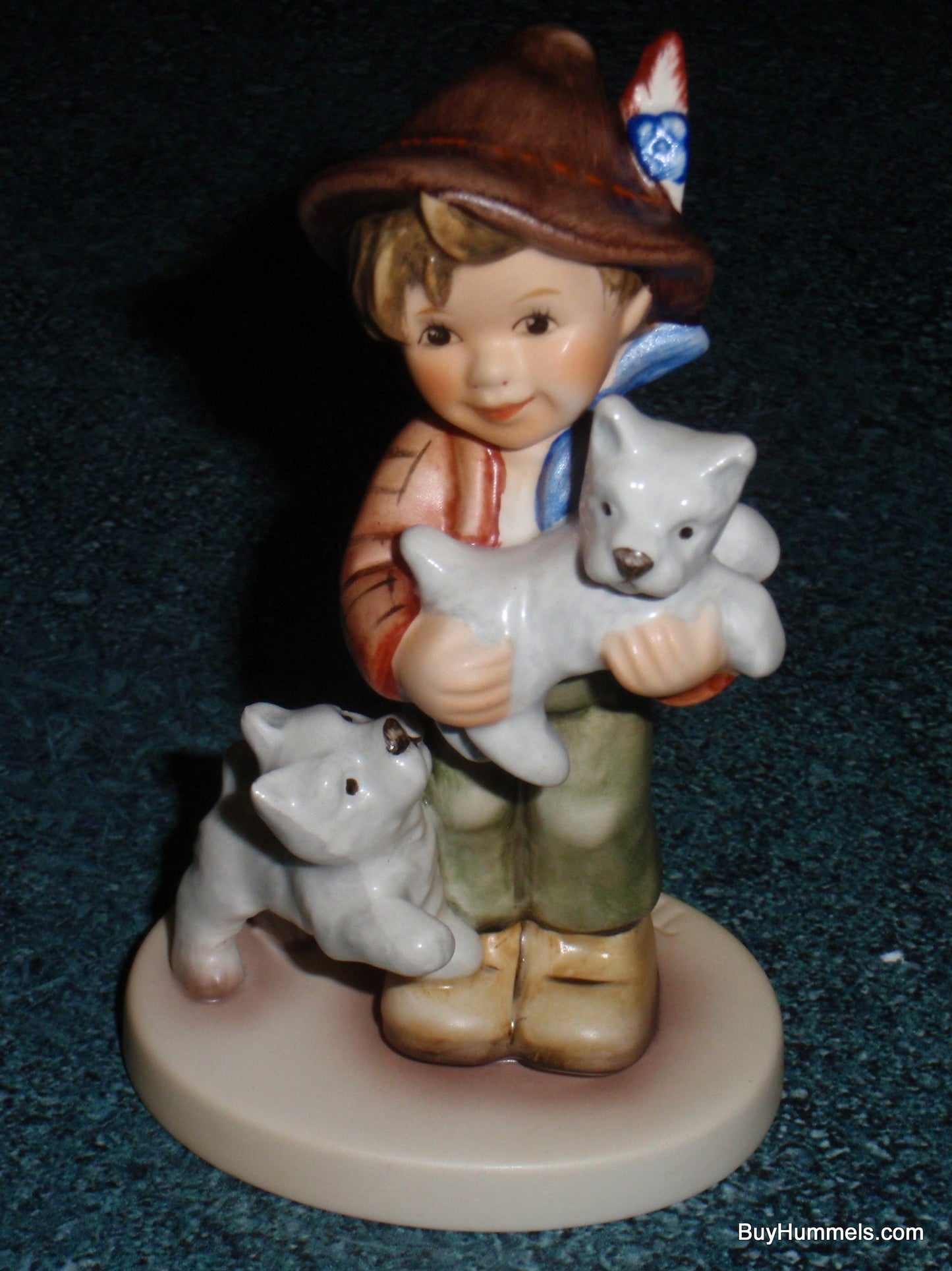 Goebel Hummel Figurine "Frisky Friends" #2008 Boy with Puppies