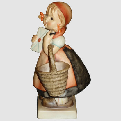 Goebel Hummel Meditation Figurine 13 II Large Girl Letter Basket Vintage Germany Porcelain Matte Finish