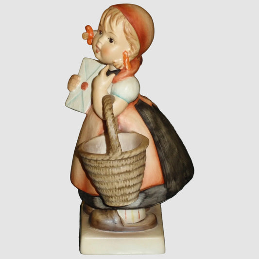 Goebel Hummel Meditation Figurine 13 II Large Girl Letter Basket Vintage Germany Porcelain Matte Finish