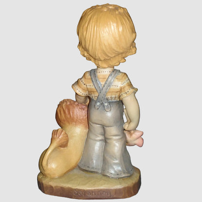 "Tag Along" Anri Sarah Kay Limited Edition Wood Carving #653031 (6.5")