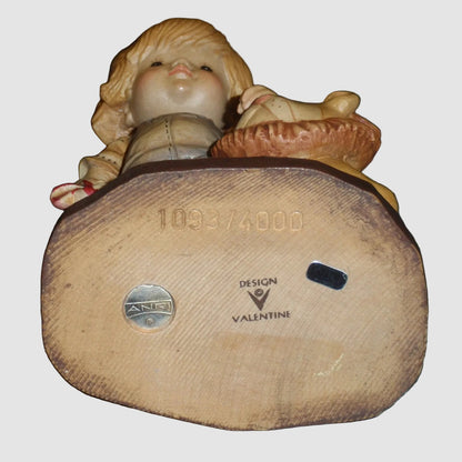 "Tag Along" Anri Sarah Kay Limited Edition Wood Carving #653031 (6.5")