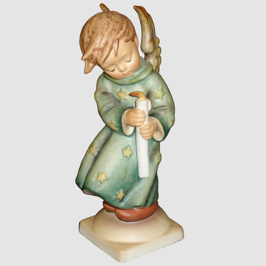 Goebel Hummel Heavenly Angel Figurine 21 II Extra Large Angel With Candle Green Dress Stars Reinhold Unger TMK3 Vintage Germany Porcelain