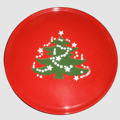 Waechtersbach Germany Red Christmas Tree Serving Platter Cookie Plate 12.375 inch Vintage Holiday Dinnerware Ceramic Glossy Finish