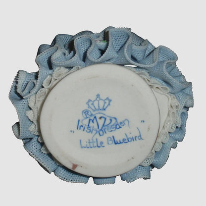 "Little Bluebird" Irish Dresden Porcelain Lace Figurine (Blue Dress - 4.5")