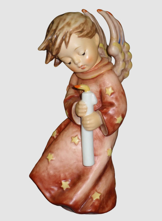 Goebel Hummel 755 Heavenly Angel Christmas Tree Topper Red Dress Candle