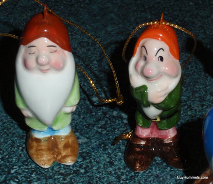 Snow White And The Seven Dwarfs Christmas Ornaments By Walt - Made In Japan - Rare Vintage Christmas Disneyana Gift!