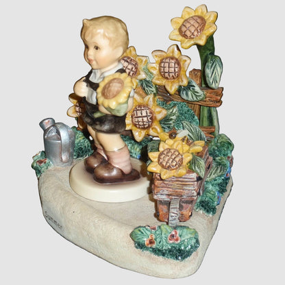 "Sunflower Boy" Goebel Hummel Figurine #2219 & "Summer Days" Hummelscape 1112-D Summer Set