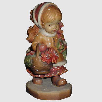 "Yuletide Cheer" ANRI Sarah Kay Italian Wood Carving Figurine #653044 (4" Limited Edition)