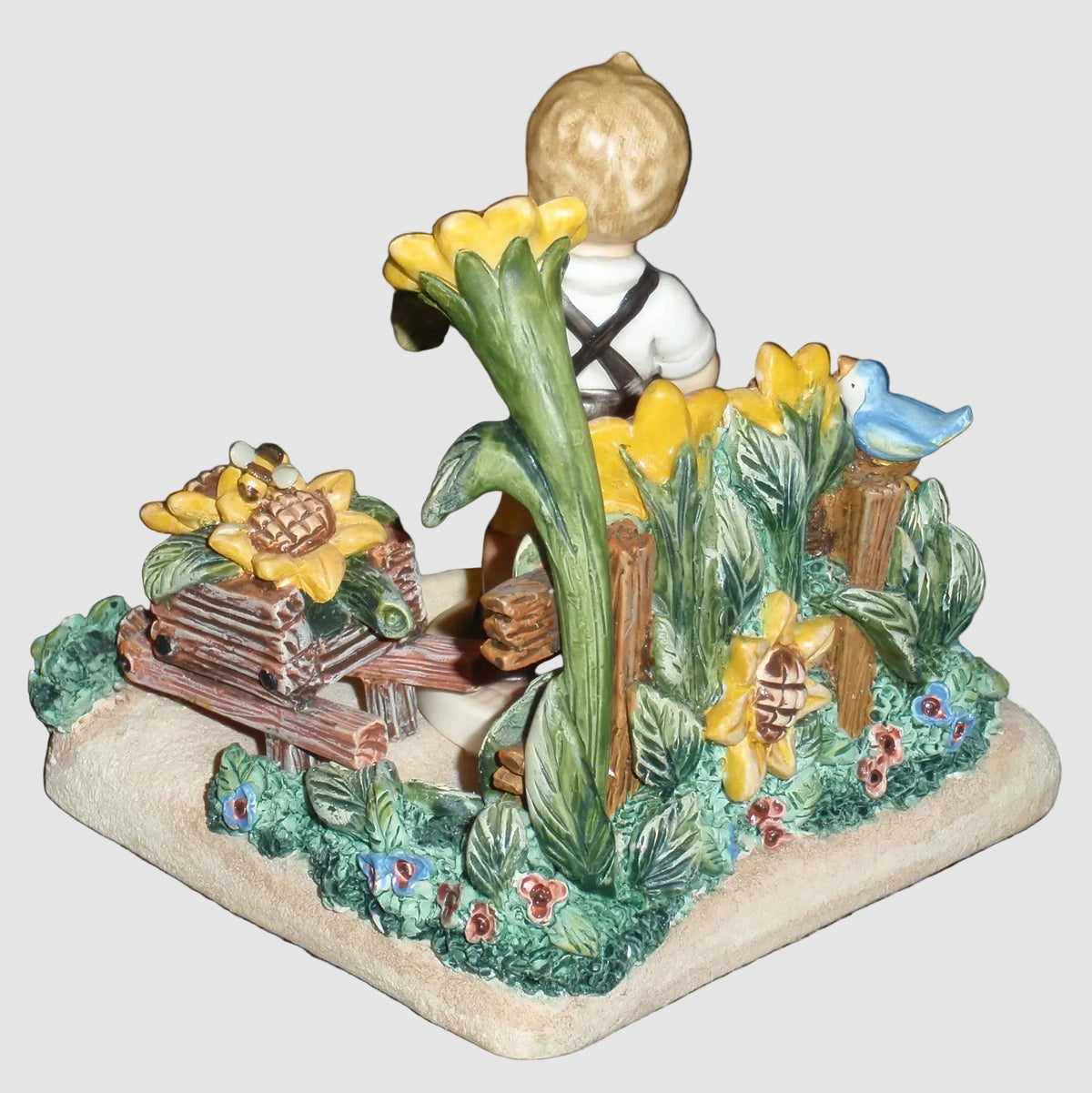 "Sunflower Boy" Goebel Hummel Figurine #2219 & "Summer Days" Hummelscape 1112-D Summer Set