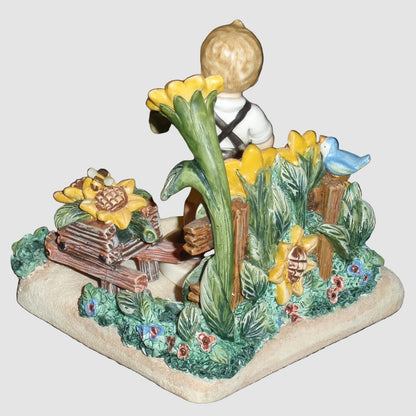 "Sunflower Boy" Goebel Hummel Figurine #2219 & "Summer Days" Hummelscape 1112-D Summer Set