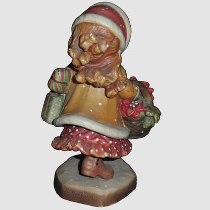 "Yuletide Cheer" ANRI Sarah Kay Italian Wood Carving Figurine #653044 (4" Limited Edition)