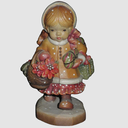 "Yuletide Cheer" ANRI Sarah Kay Italian Wood Carving Figurine #653044 (4" Limited Edition)