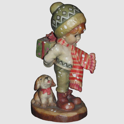 "Tis The Season" ANRI Sarah Kay Hand Carved Wood 4" Limited Edition Christmas Figurine