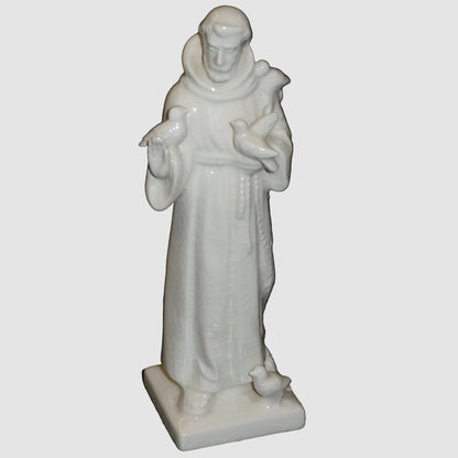 St. Francis of Assisi Goebel Sacrart Figurine HF62 0 White Glaze Doves Birds Vintage Germany Porcelain