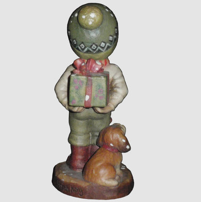 "Tis The Season" ANRI Sarah Kay Hand Carved Wood 4" Limited Edition Christmas Figurine