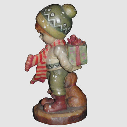 "Tis The Season" ANRI Sarah Kay Hand Carved Wood 4" Limited Edition Christmas Figurine