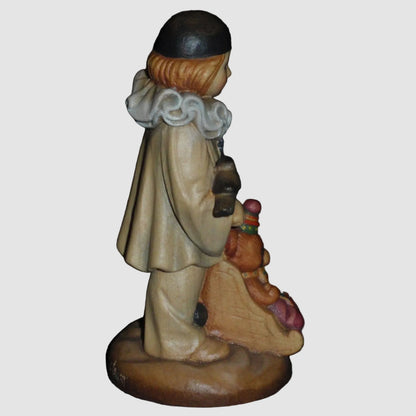 "Pierrot Clown" With Teddy Bear & Bird 4” Limited Edition ANRI Wood Carving By J.C. Gibert