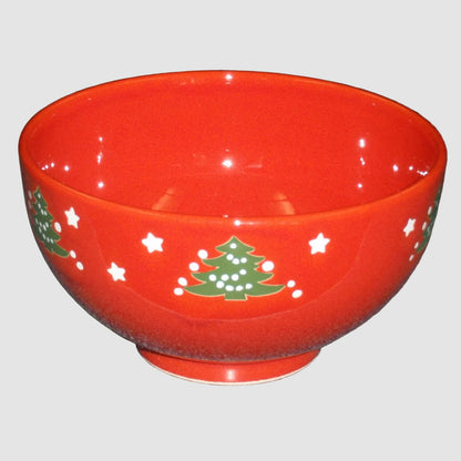Waechtersbach Christmas Tree Stars Red Salad Soup Bowl 3.5 x 6 Inch Germany Ceramic Holiday Dinnerware