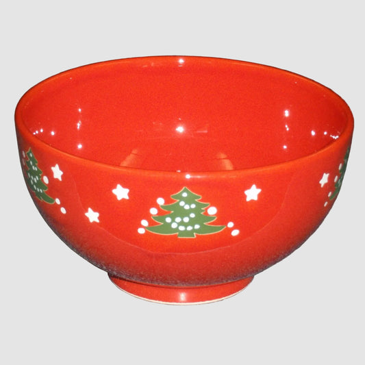 Waechtersbach Christmas Tree Stars Red Salad Soup Bowl 3.5 x 6 Inch Germany Ceramic Holiday Dinnerware